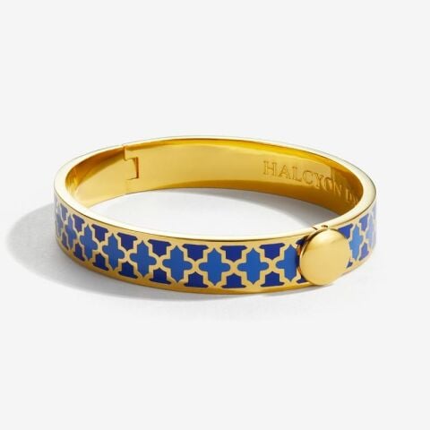1 Cm Agama Deep Cobalt And Bluebell Gold Hinged Bangle