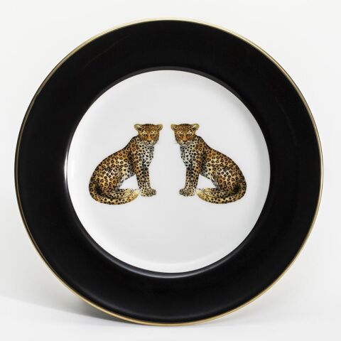 Mw Twin Leopards Black 20 Cm Plate