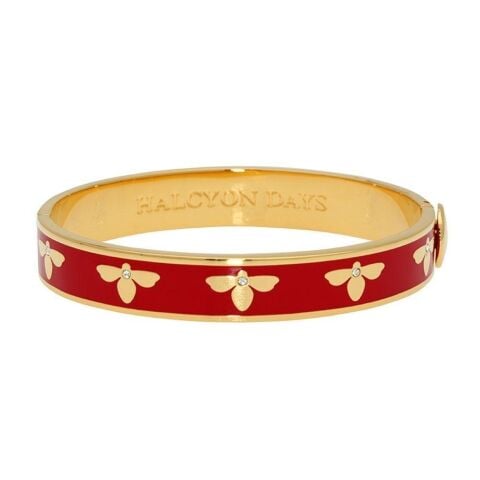 1cm Bee - Red - Gold - Hinged Bangle