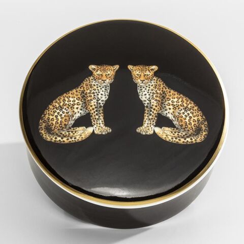 Mw Tiger Leopard Round Trinket Box