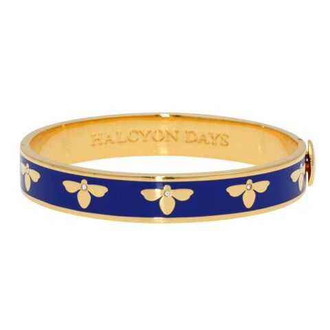 1cm Bee - Deep Cobalt - Gold - Hinged Bangle