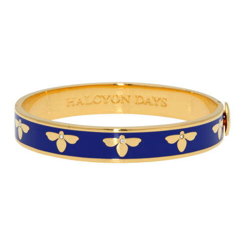 1 Cm Bee Deep Cobalt Gold Hinged Bangle