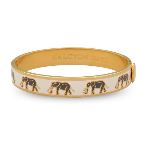 1cm Elephant - Cream - Gold - Hinged Bangle