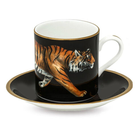 Mw Tiger Black Coffee Cup And Saucer