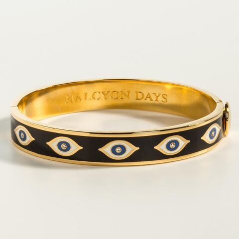 1cm Evil Eye - Midnight Blue - Gold - Hinged Bangle