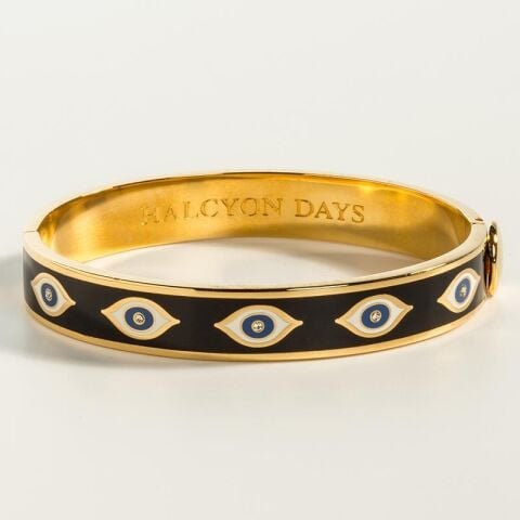 1 Cm Evil Eye Midnight Blue Gold Hinged Bangle