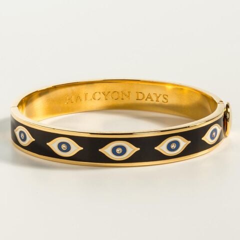 1 Cm Evil Eye Midnight Blue Gold Hinged Bangle