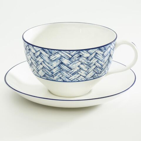 Nc Serengeti Basket Weave Breakfast Cup And Saucer