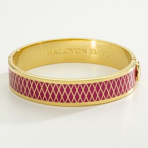 13Mm Parterre Pink Tourmaline Gold Hinged Bangle