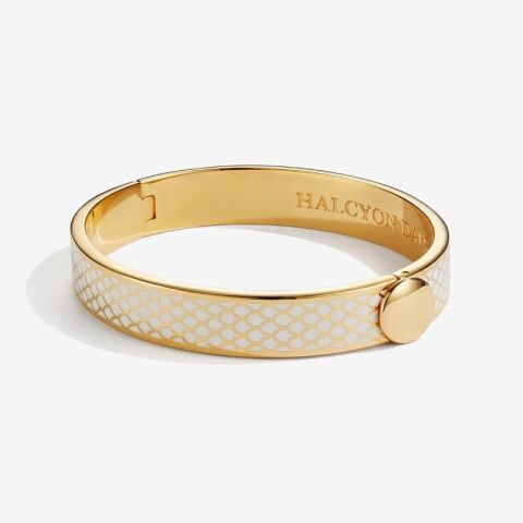 1cm Salamander - Cream - Gold - Hinged Bangle