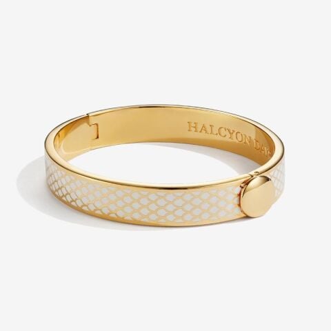 1 Cm Salamander Cream Gold Hinged Bangle