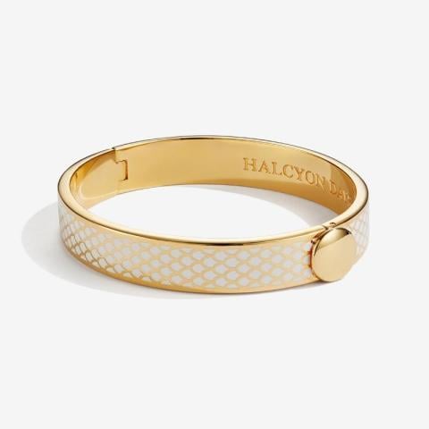 1cm Salamander - Cream - Gold - Hinged Bangle