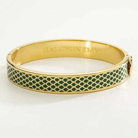 1cm Salamander - Emerald - Gold - Hinged Bangle - NEW