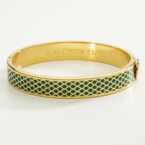 1cm Salamander - Emerald - Gold - Hinged Bangle - NEW