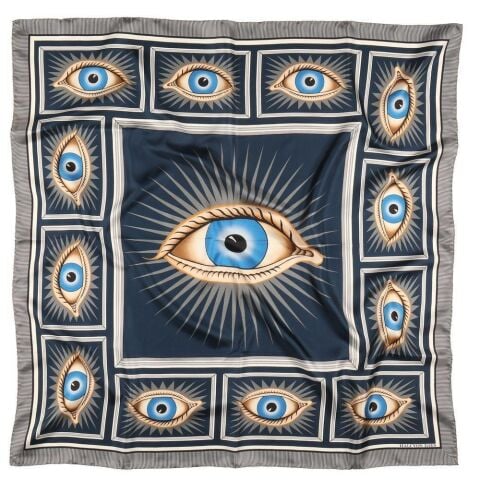 Gladys Deacon - Navy  - 90x90 - 100% Silk - Scarf
