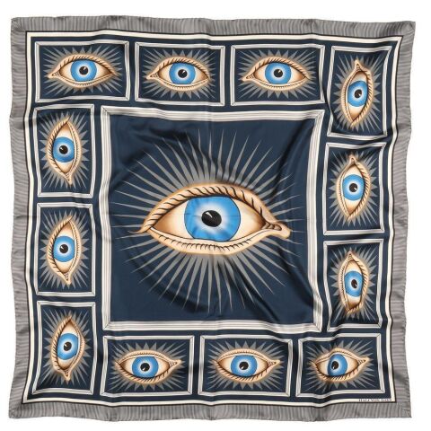 Gladys Deacon Navy 90X90 100 Percent Silk Scarf