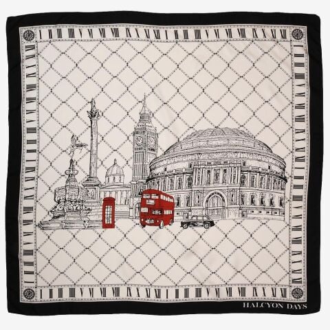 The London Icons 90X90 100 Percent Silk Scarf