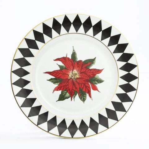 Parterre Black With Poinsettia 20 Cm Rim Plate