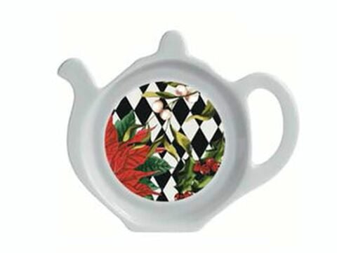 Parterre Black with Poinsettia - Tea Bag Tidy