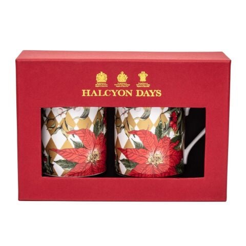 Parterre Gold with Poinsettia - Mug Set - NEW