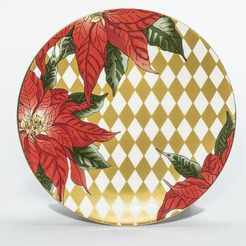 Parterre Gold with Poinsettia - 10'' Coupe Plate