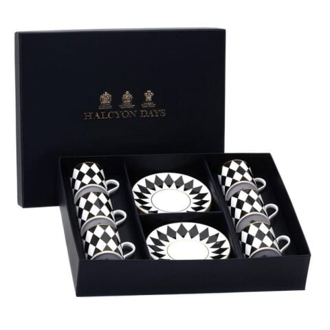Parterre Black - Coffee Cup & Saucer - Set of 6