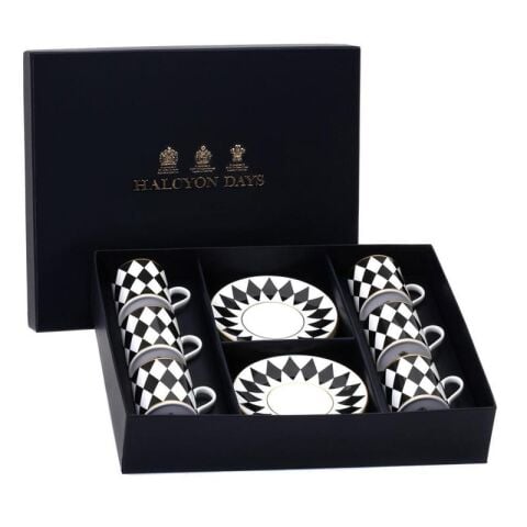 Parterre Black Coffee Cup And Saucer Set Of 6