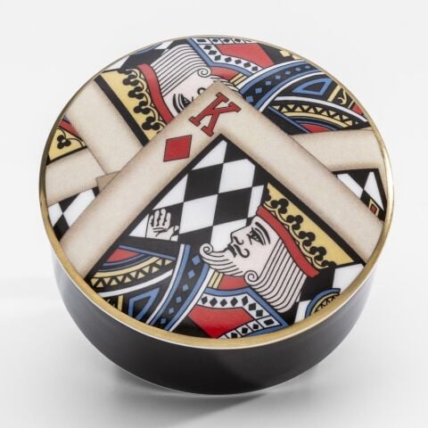Lets Play Cards Gold Round Trinket Box