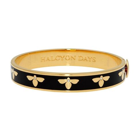 1cm Bee - Black - Gold - Hinged Bangle