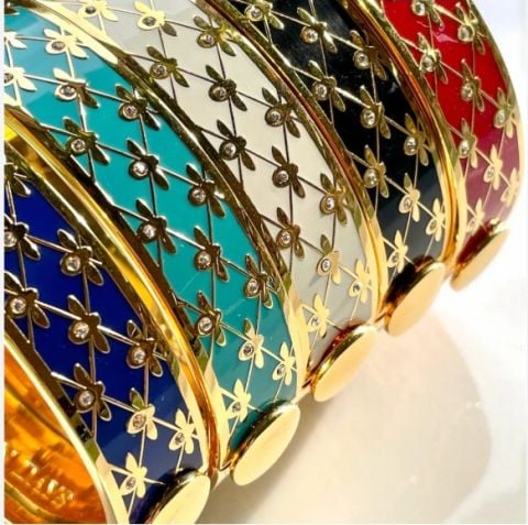13mm Bee Sparkle - Black - Gold - Hinged Bangle