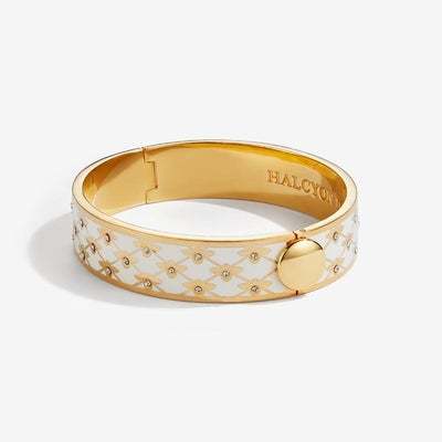 13mm Bee Sparkle - Cream - Gold - Hinged Bangle