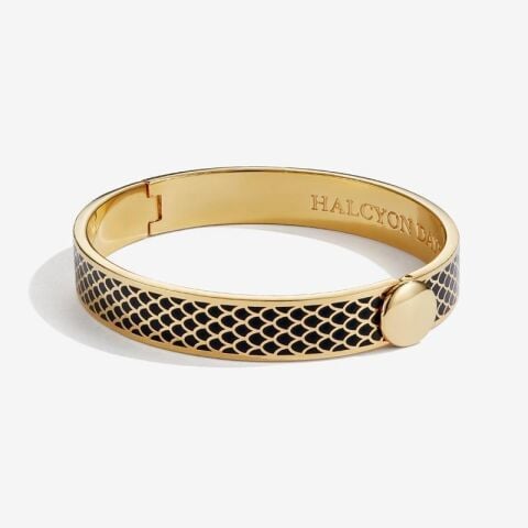 1 Cm Salamander Black Gold Hinged Bangle