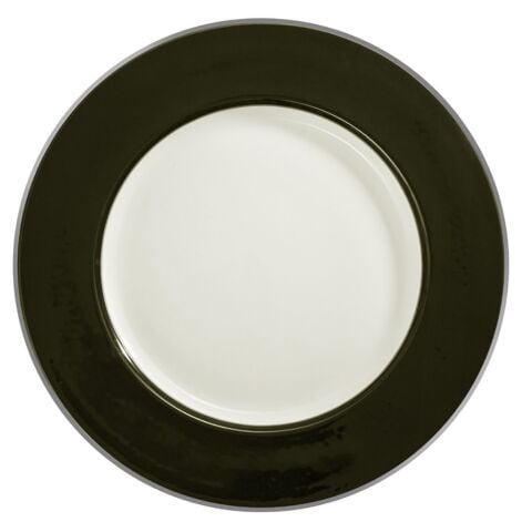 Plain Black Platinum Rim 33 Cm Charger Plate