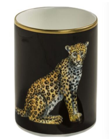 Mw Twin Leopards Black Pen Pot