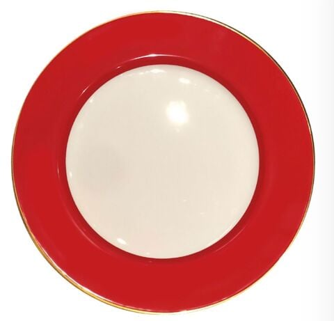 Plain Red - Gold Rim - 13'' Charger Plate - NEW