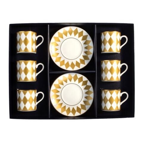 Parterre - Gold - Coffee Cup & Saucer Set x 6