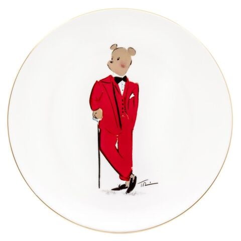 Hal At Christmas  - Red & White - 8'' Coupe Plate Set of 4