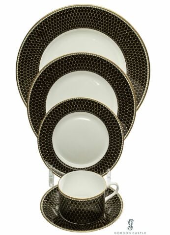 Antler Trellis - Black -  5 Piece Place Setting