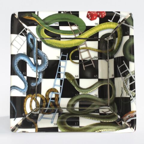 Snakes And Ladders Gold Square Tray