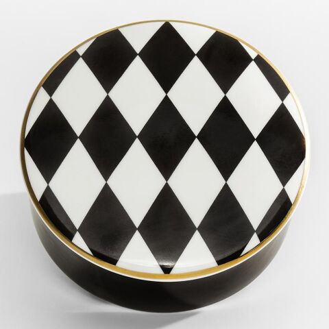 Parterre Black Gold Round Trinket Box