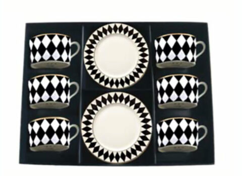 Parterre Black Tea Cup And Saucer Set Of 6