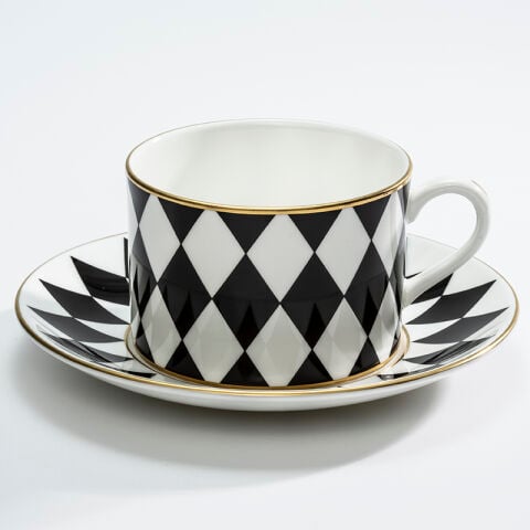 Parterre Black Teacup And Saucer