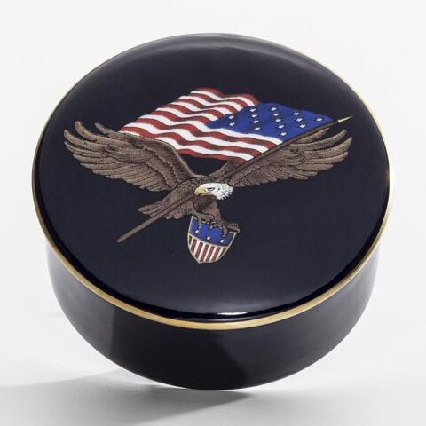 Star Spangled Banner Round Trinket Box