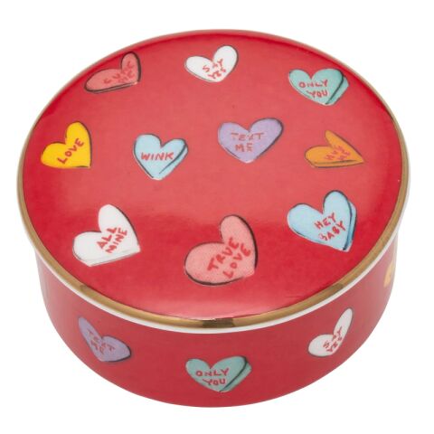 Tr True Love Red Round Trinket Box