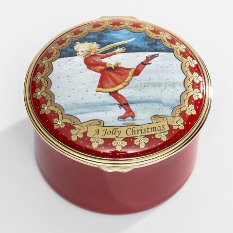 Christmas Ice Skater - Musical Enamel Box - plays 'Winter Wonderland' - NEW