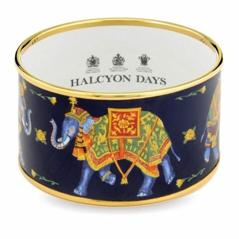 4 Cm Indian Elephant Navy Gold Medium Cuff