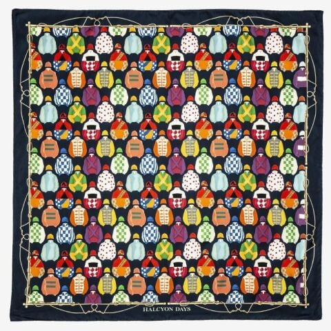 Racing Silks - Navy - 90x90 - 100% Silk - Scarf - NEW