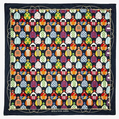 Racing Silks Navy 90X90 100 Percent Silk Scarf