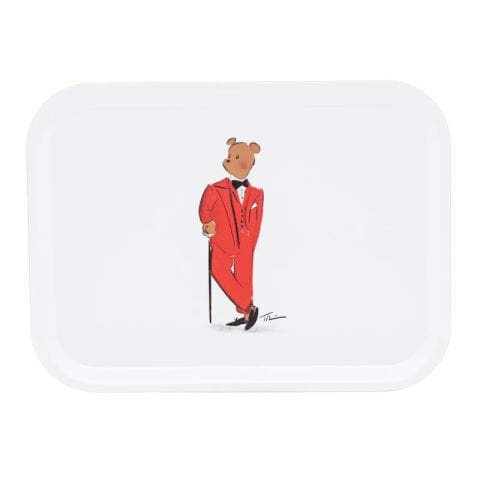 Hal the Bear Oblong Birchwood Tray, White