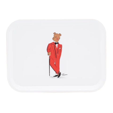 Hal The Bear Oblong Birchwood Tray White